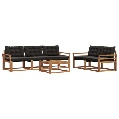 Set di divani da esterno con cuscino 6 pcs Naturale e Nero | homemem39