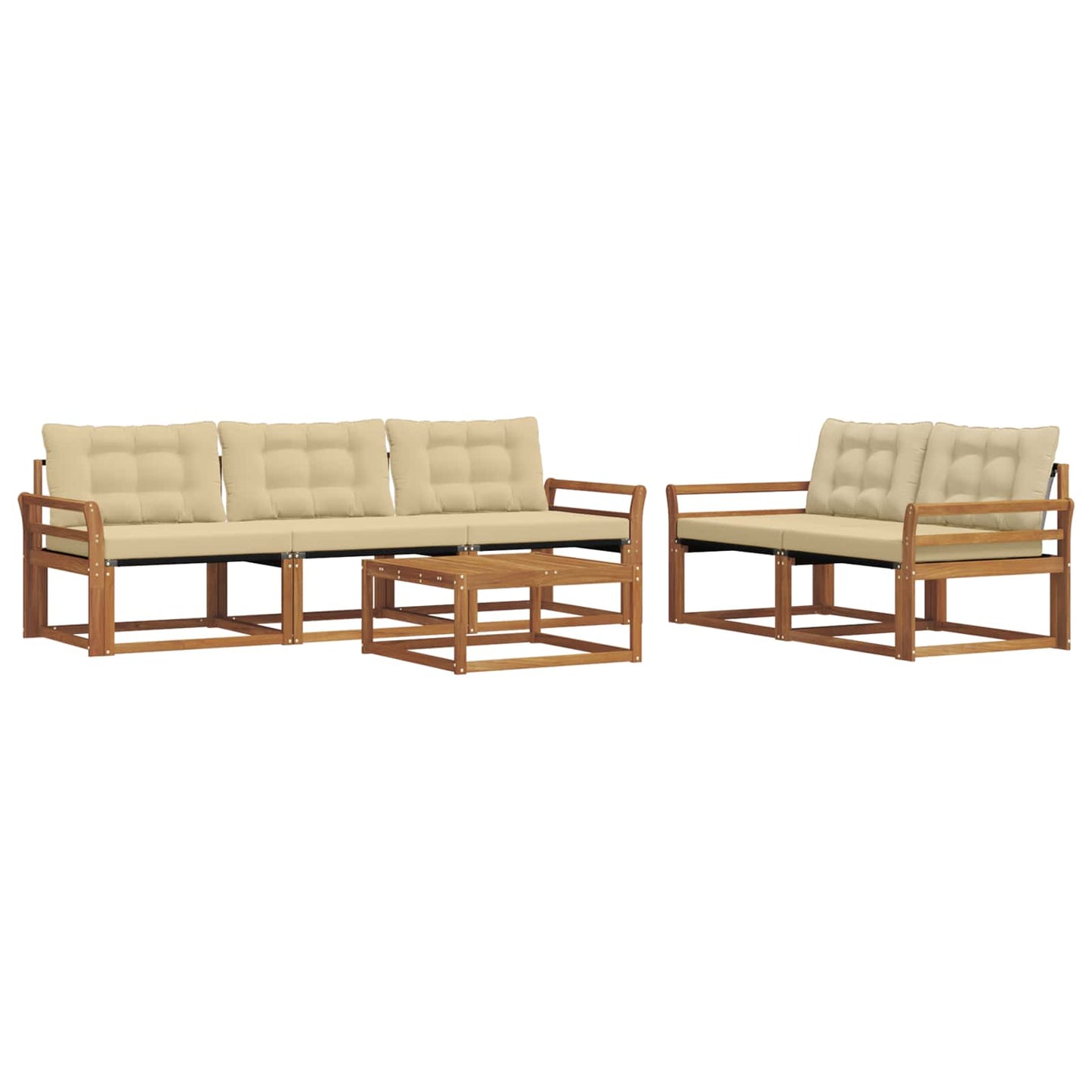 Set di divani da esterno con cuscino 6 pcs Naturale e Beige | homemem39