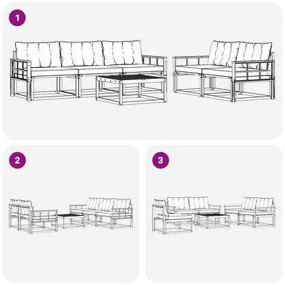 Set di divani da esterno con cuscino 6 pcs Naturale e Nero | homemem39