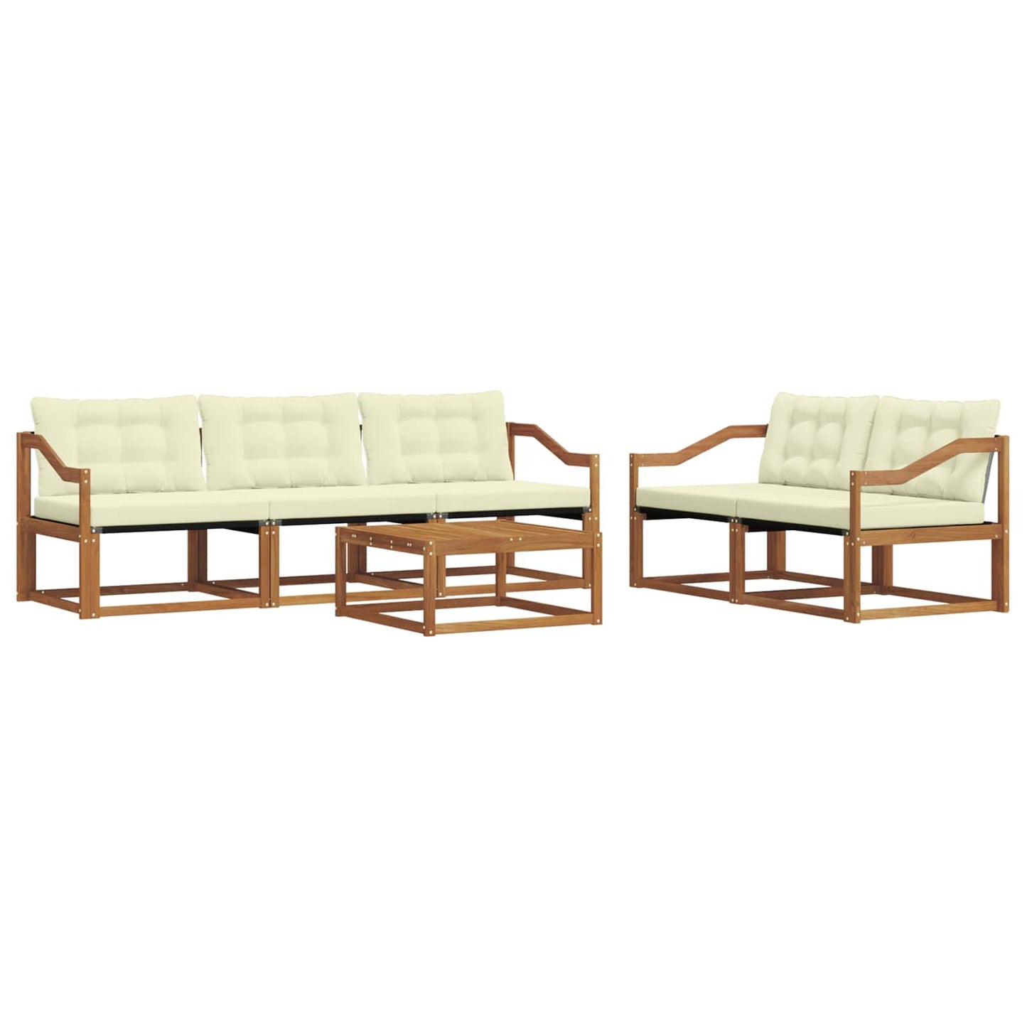 Set di divani da esterno con cuscino 6 pcs Naturale e Crema | homemem39
