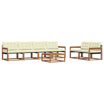 Set di divani da esterno con cuscino 7 pcs Naturale e Crema | homemem39