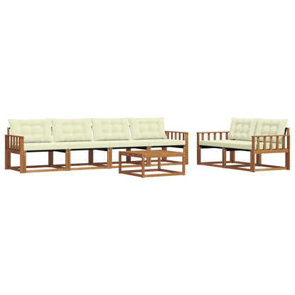 Set di divani da esterno con cuscino 7 pcs Naturale e Crema | homemem39