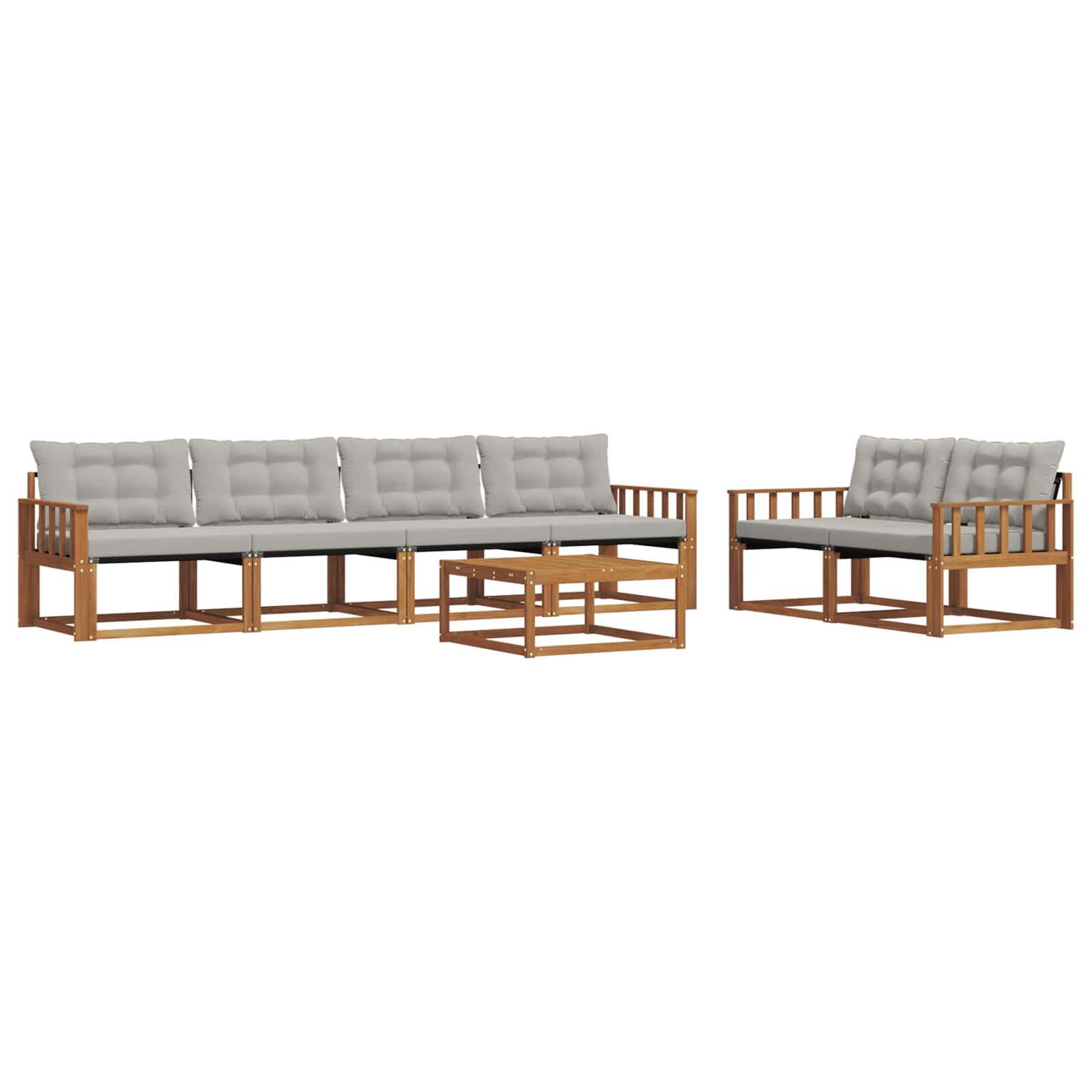 Set di divani da esterno 7 pcs Grigio Naturale e Chiaro | homemem39