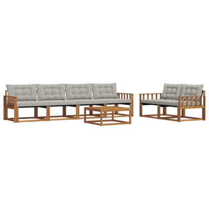 Set di divani da esterno 7 pcs Grigio Naturale e Chiaro | homemem39