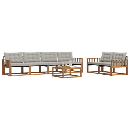 Set di divani da esterno 7 pcs Grigio Naturale e Chiaro | homemem39