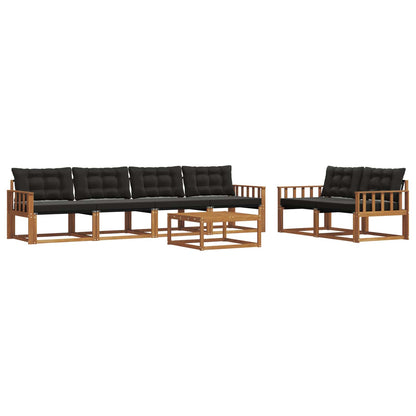 Set di divani da esterno con cuscino 7 pcs Naturale e Nero