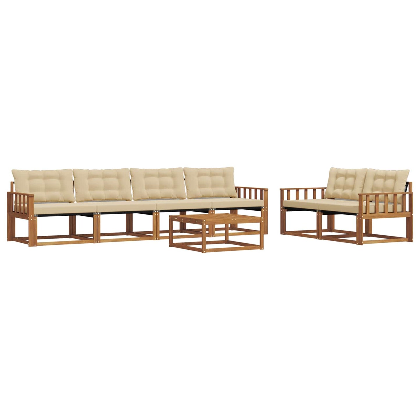 Set di divani da esterno con cuscino 7 pcs Naturale e Beige | homemem39