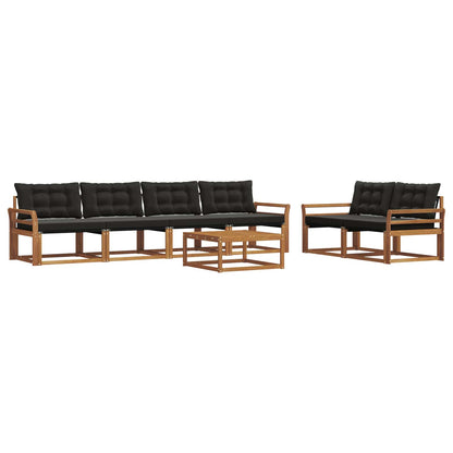 Set di divani da esterno con cuscino 7 pcs Naturale e Nero | homemem39