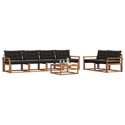 Set di divani da esterno con cuscino 7 pcs Naturale e Nero | homemem39
