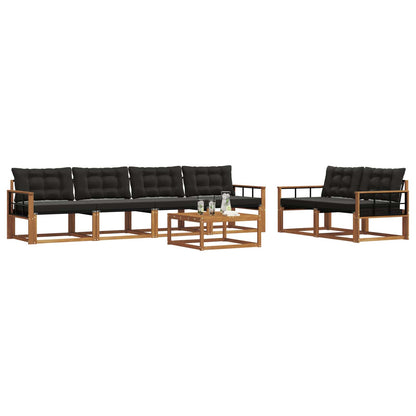 Set di divani da esterno con cuscino 7 pcs Naturale e Nero