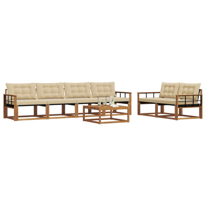 Set di divani da esterno con cuscino 7 pcs Naturale e Beige | homemem39