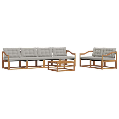 Set di divani da esterno 7 pcs Grigio Naturale e Chiaro | homemem39