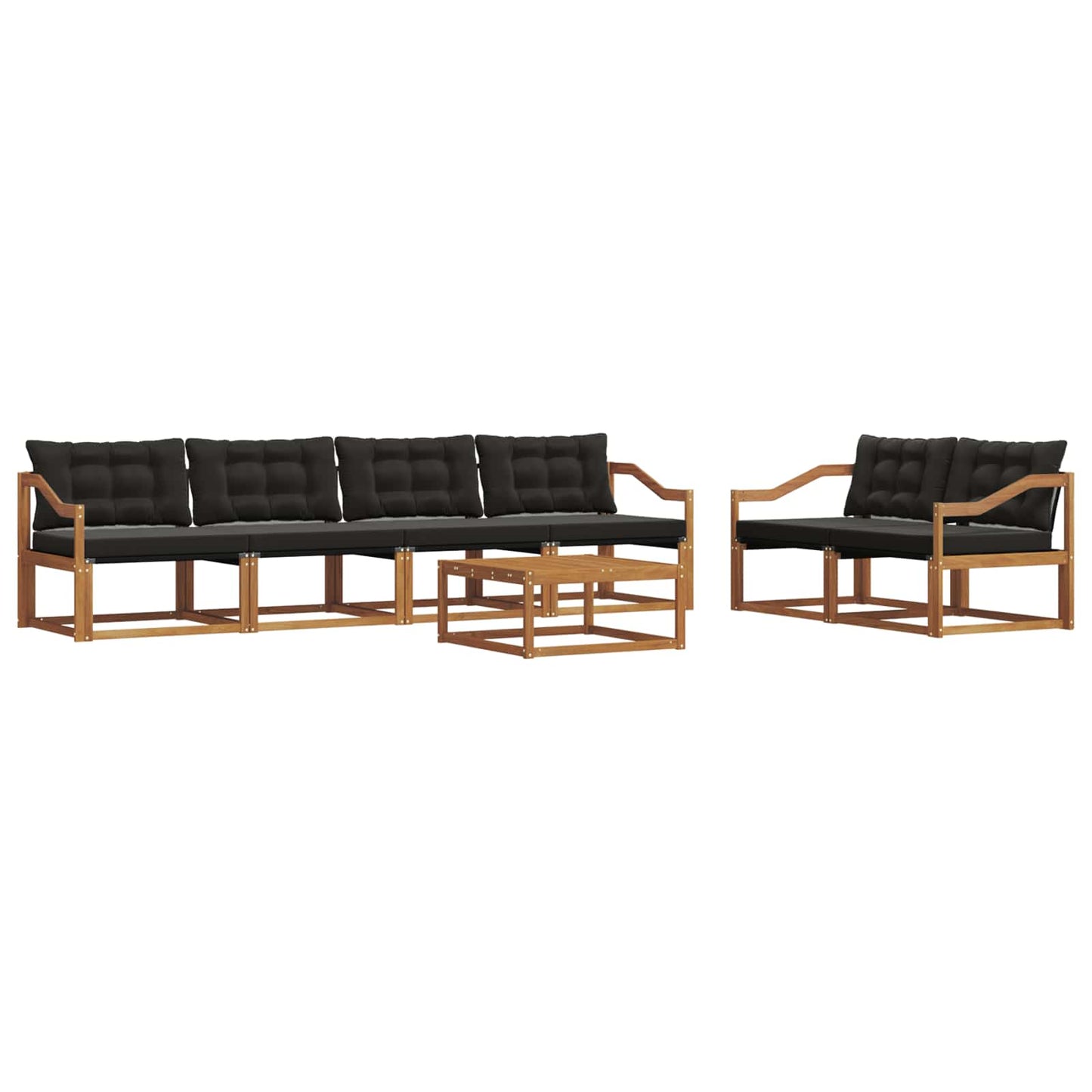 Set di divani da esterno con cuscino 7 pcs Naturale e Nero | homemem39