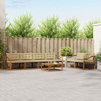 Set di divani da esterno con cuscino 7 pcs Naturale e Beige