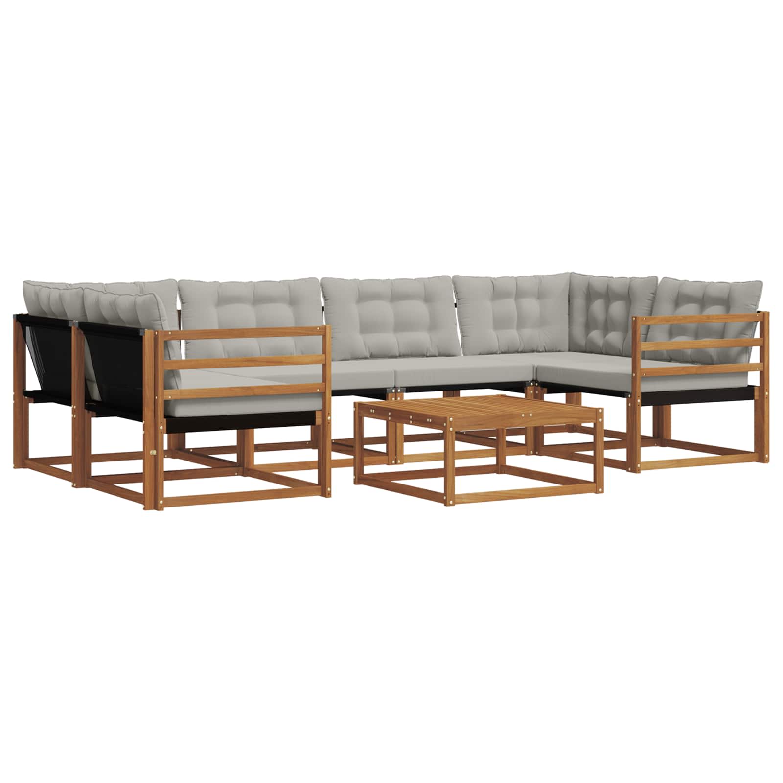 Set di divani da esterno 7 pcs Grigio Naturale e Chiaro | homemem39