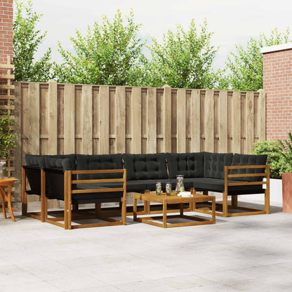 Set di divani da esterno con cuscino 7 pcs Naturale e Nero