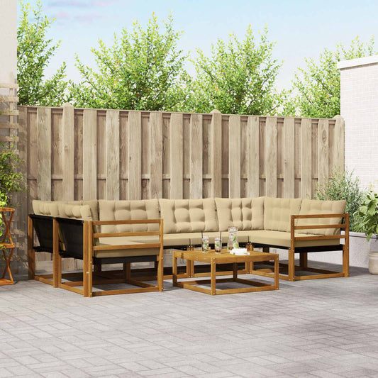 Set di divani da esterno con cuscino 7 pcs Naturale e Beige | homemem39