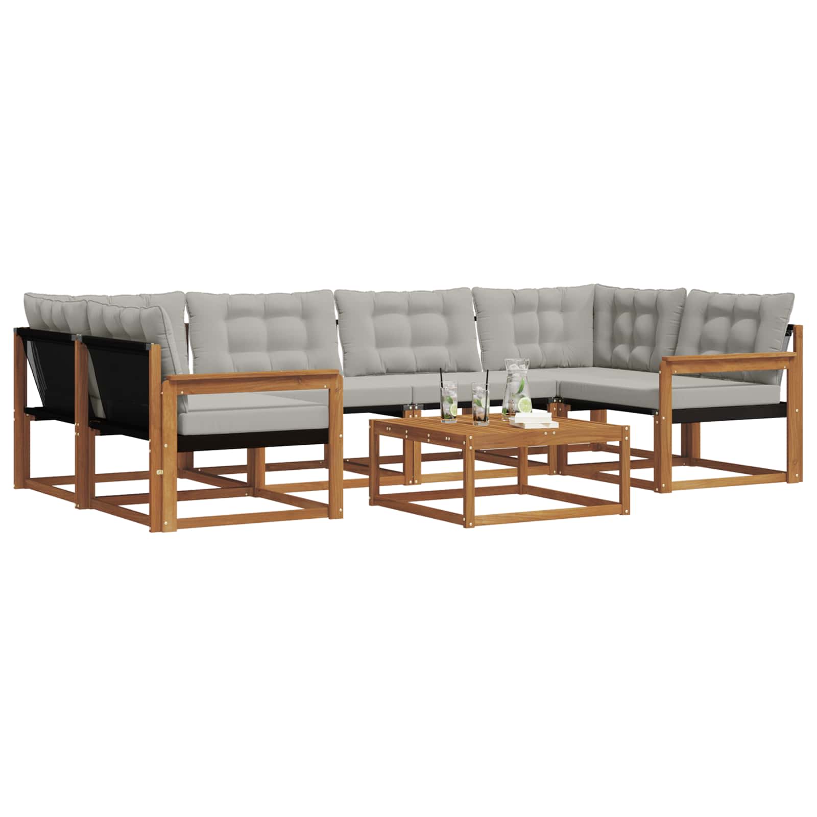 Set di divani da esterno 7 pcs Grigio Naturale e Chiaro | homemem39