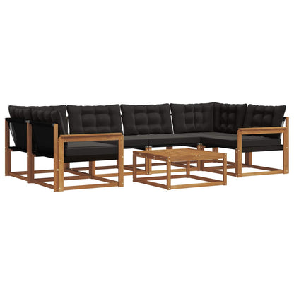 Set di divani da esterno con cuscino 7 pcs Naturale e Nero | homemem39