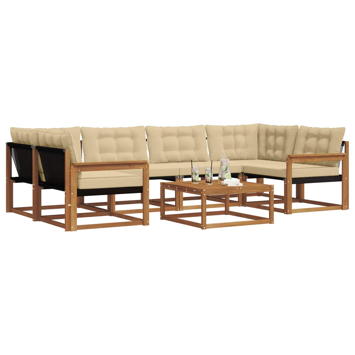 Set di divani da esterno con cuscino 7 pcs Naturale e Beige