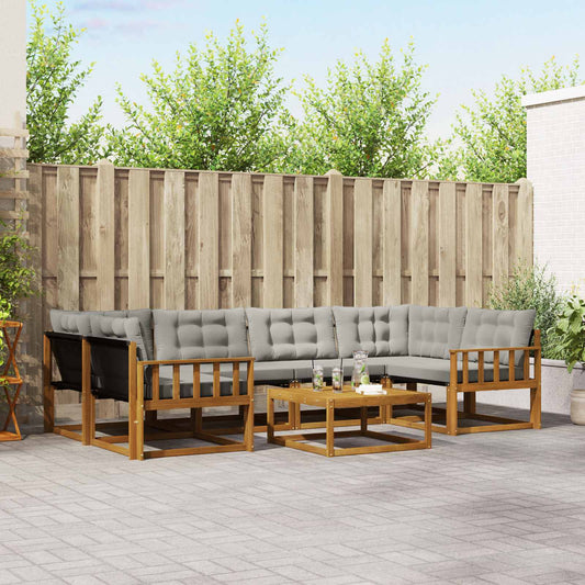Set di divani da esterno 7 pcs Grigio Naturale e Chiaro