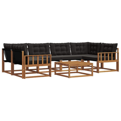 Set di divani da esterno con cuscino 7 pcs Naturale e Nero | homemem39