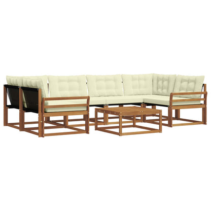 Set di divani da esterno con cuscino 7 pcs Naturale e Crema | homemem39