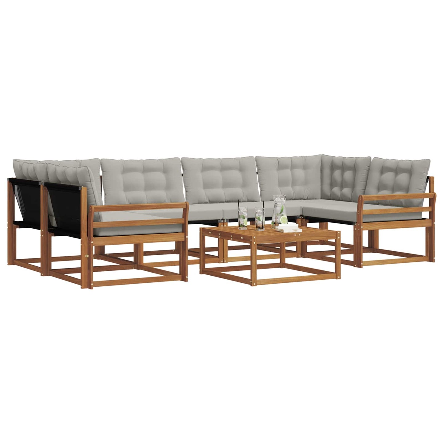 Set di divani da esterno 7 pcs Grigio Naturale e Chiaro | homemem39