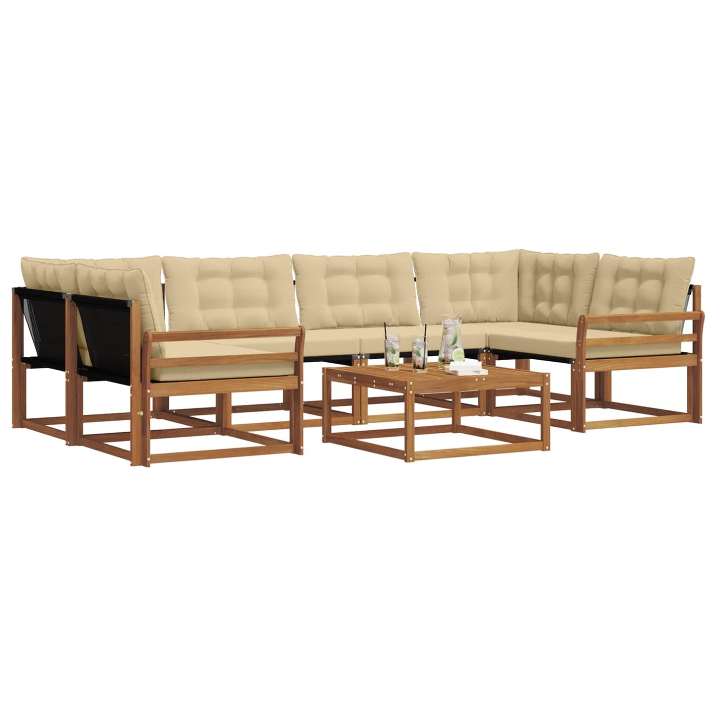 Set di divani da esterno con cuscino 7 pcs Naturale e Beige