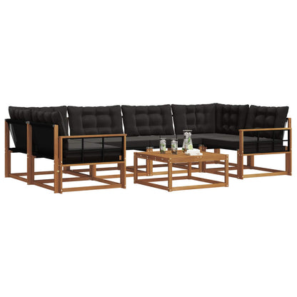 Set di divani da esterno con cuscino 7 pcs Naturale e Nero | homemem39