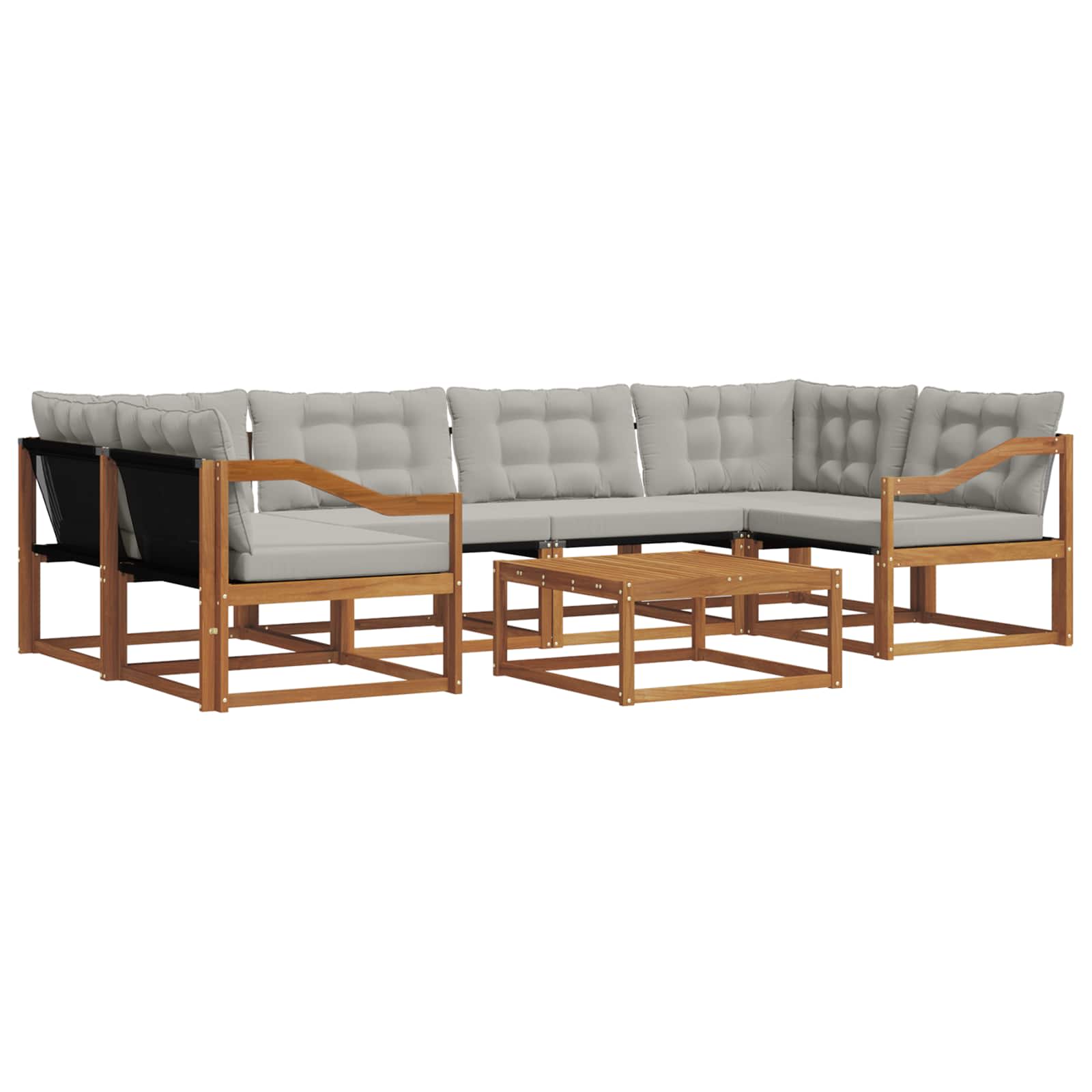 Set di divani da esterno 7 pcs Grigio Naturale e Chiaro | homemem39