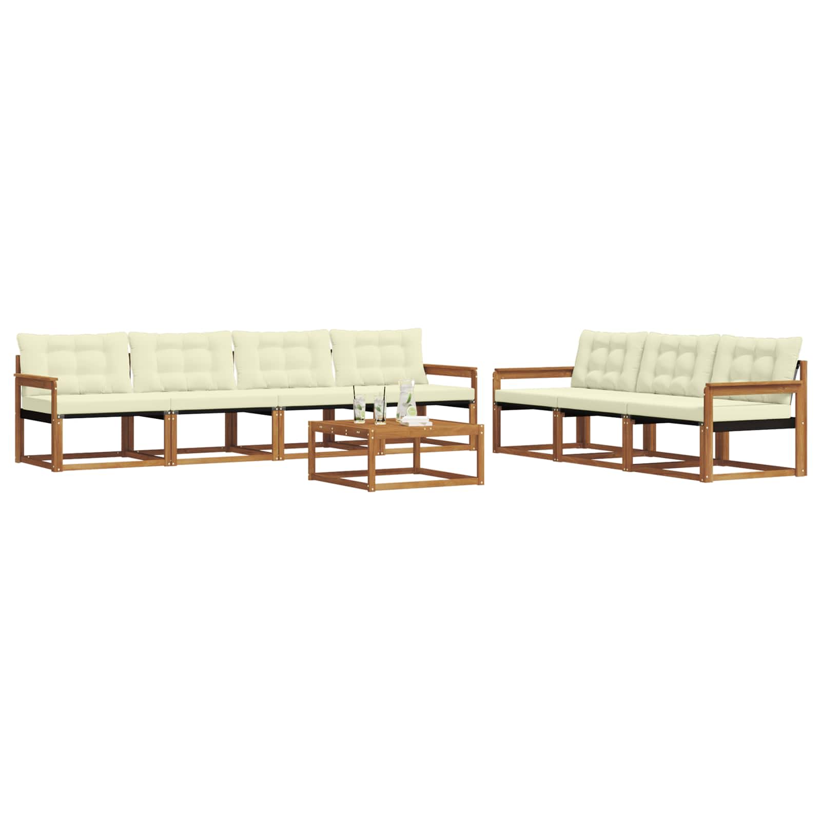 Set di divani da esterno con cuscino 8 pcs Naturale e Crema | homemem39