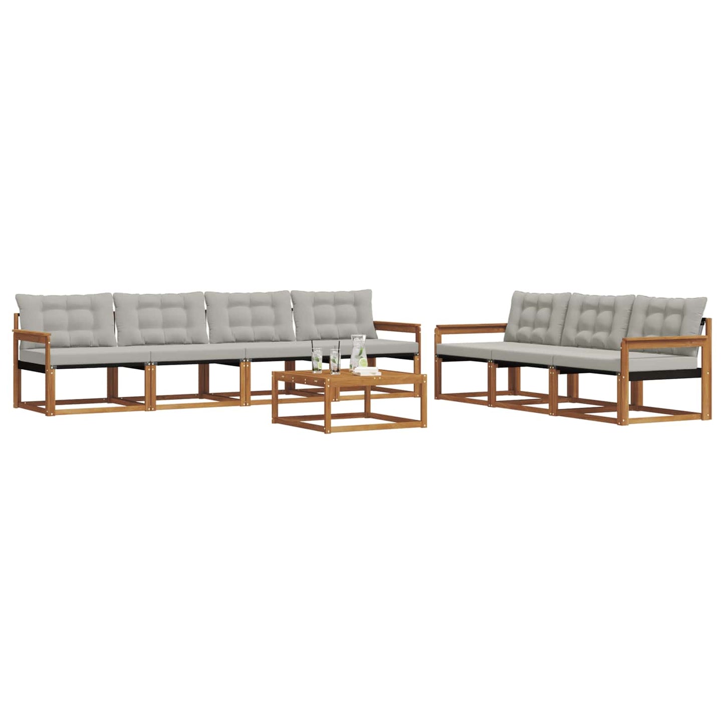 Set di divani da esterno 8 pcs Grigio Naturale e Chiaro | homemem39