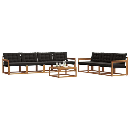 Set di divani da esterno con cuscino 8 pcs Naturale e Nero | homemem39