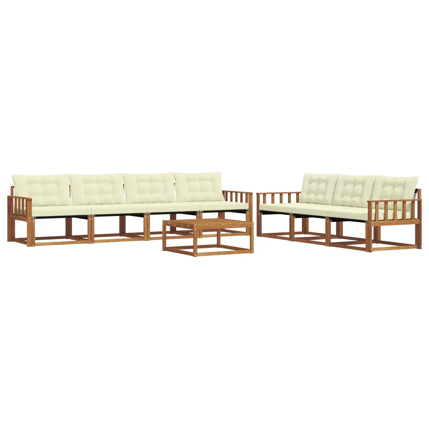 Set di divani da esterno con cuscino 8 pcs Naturale e Crema | homemem39