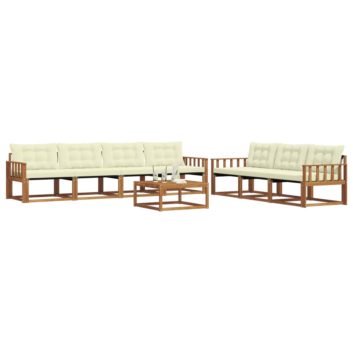 Set di divani da esterno con cuscino 8 pcs Naturale e Crema | homemem39