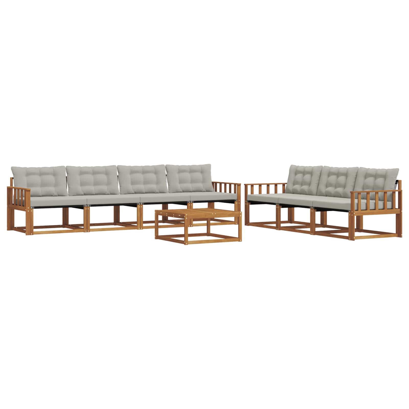 Set di divani da esterno 8 pcs Grigio Naturale e Chiaro | homemem39