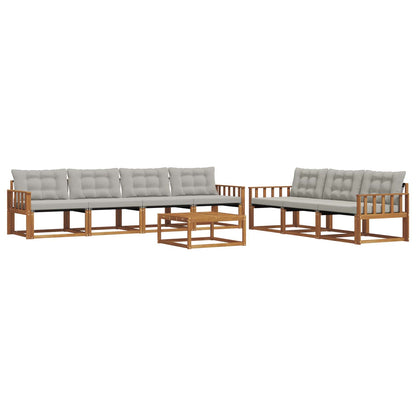 Set di divani da esterno 8 pcs Grigio Naturale e Chiaro | homemem39