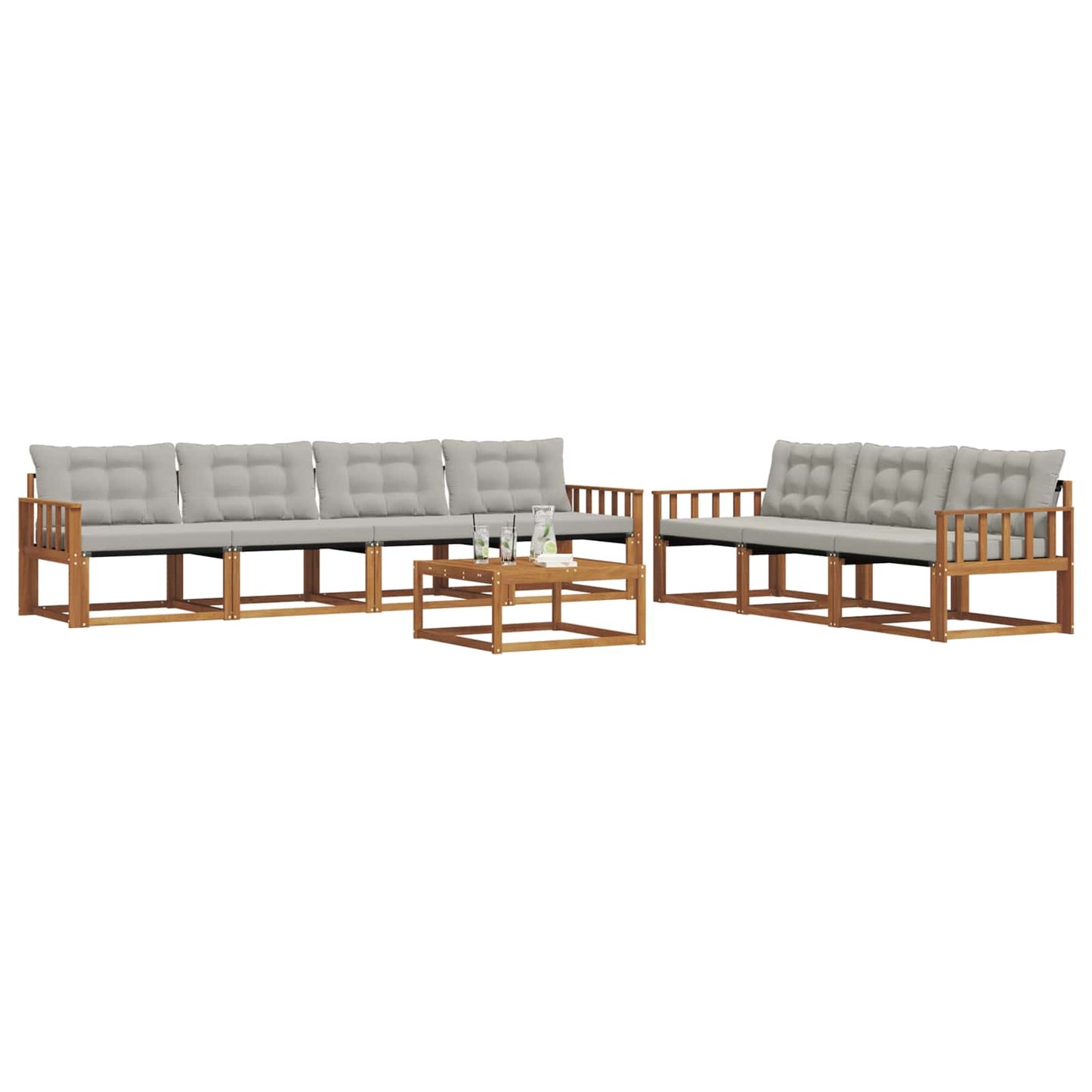 Set di divani da esterno 8 pcs Grigio Naturale e Chiaro | homemem39