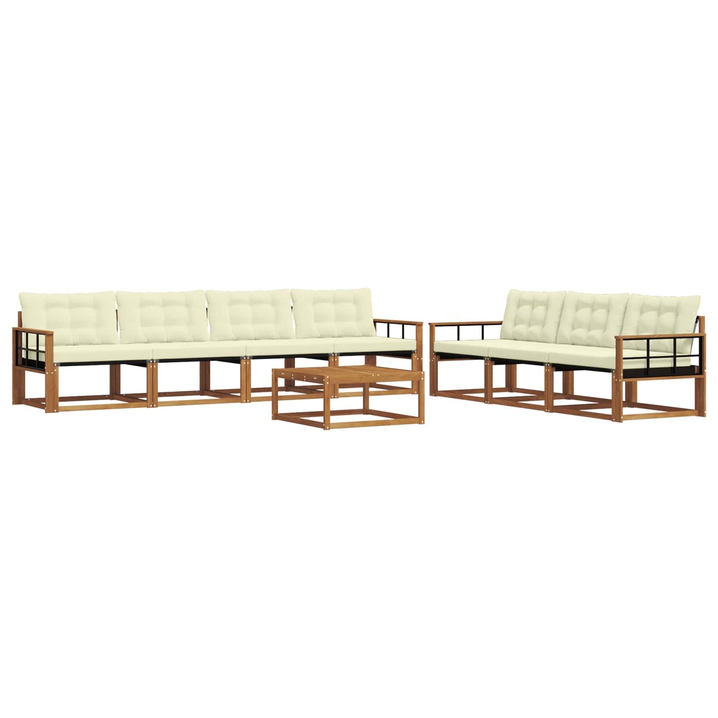 Set di divani da esterno con cuscino 8 pcs Naturale e Crema