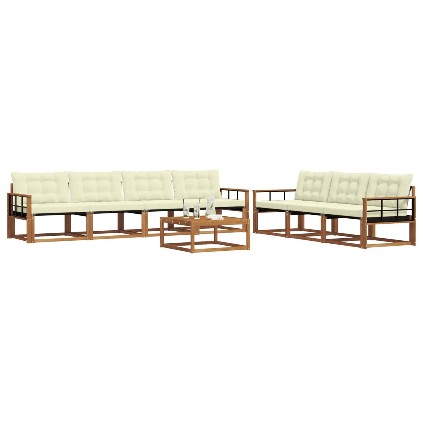 Set di divani da esterno con cuscino 8 pcs Naturale e Crema | homemem39