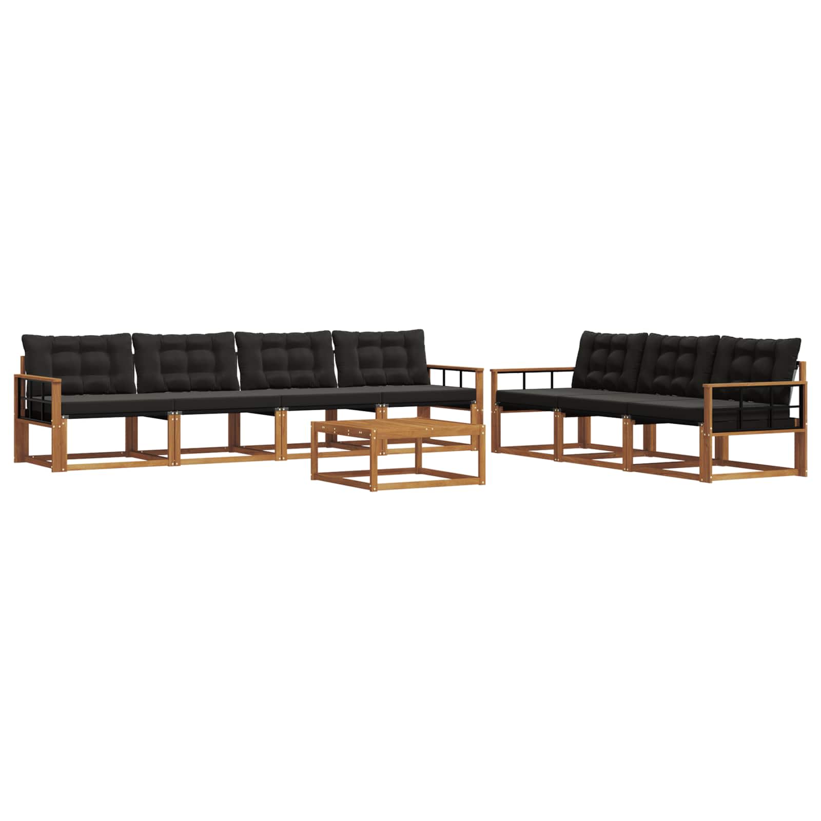 Set di divani da esterno con cuscino 8 pcs Naturale e Nero | homemem39