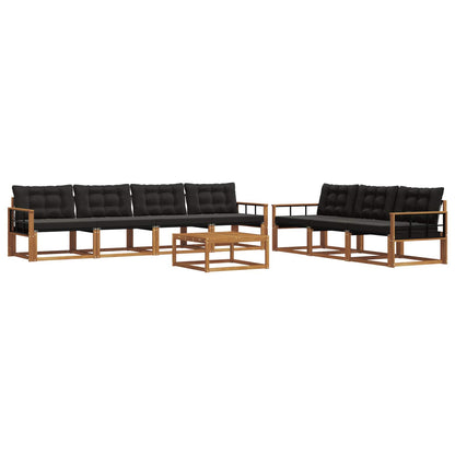 Set di divani da esterno con cuscino 8 pcs Naturale e Nero | homemem39