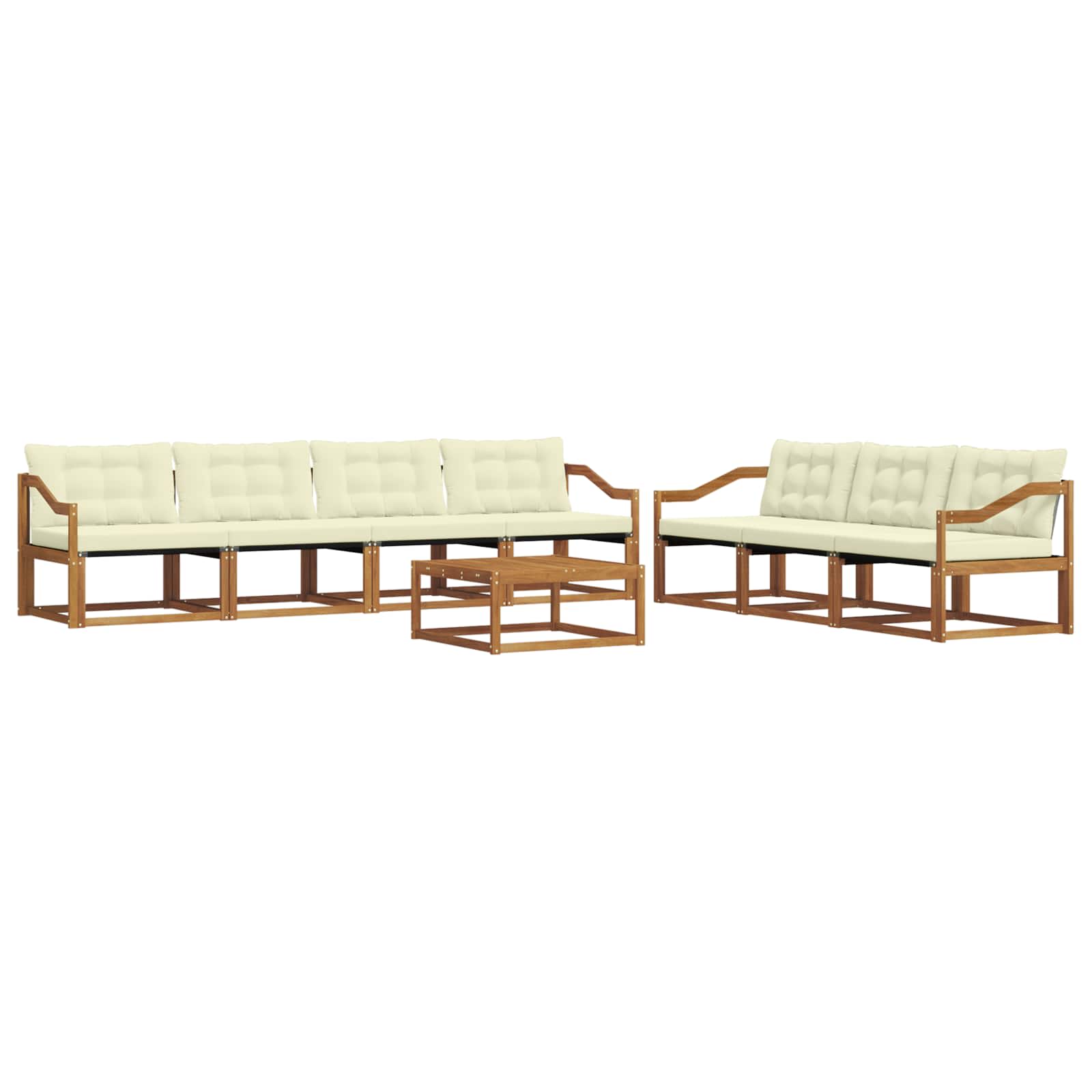 Set di divani da esterno con cuscino 8 pcs Naturale e Crema | homemem39