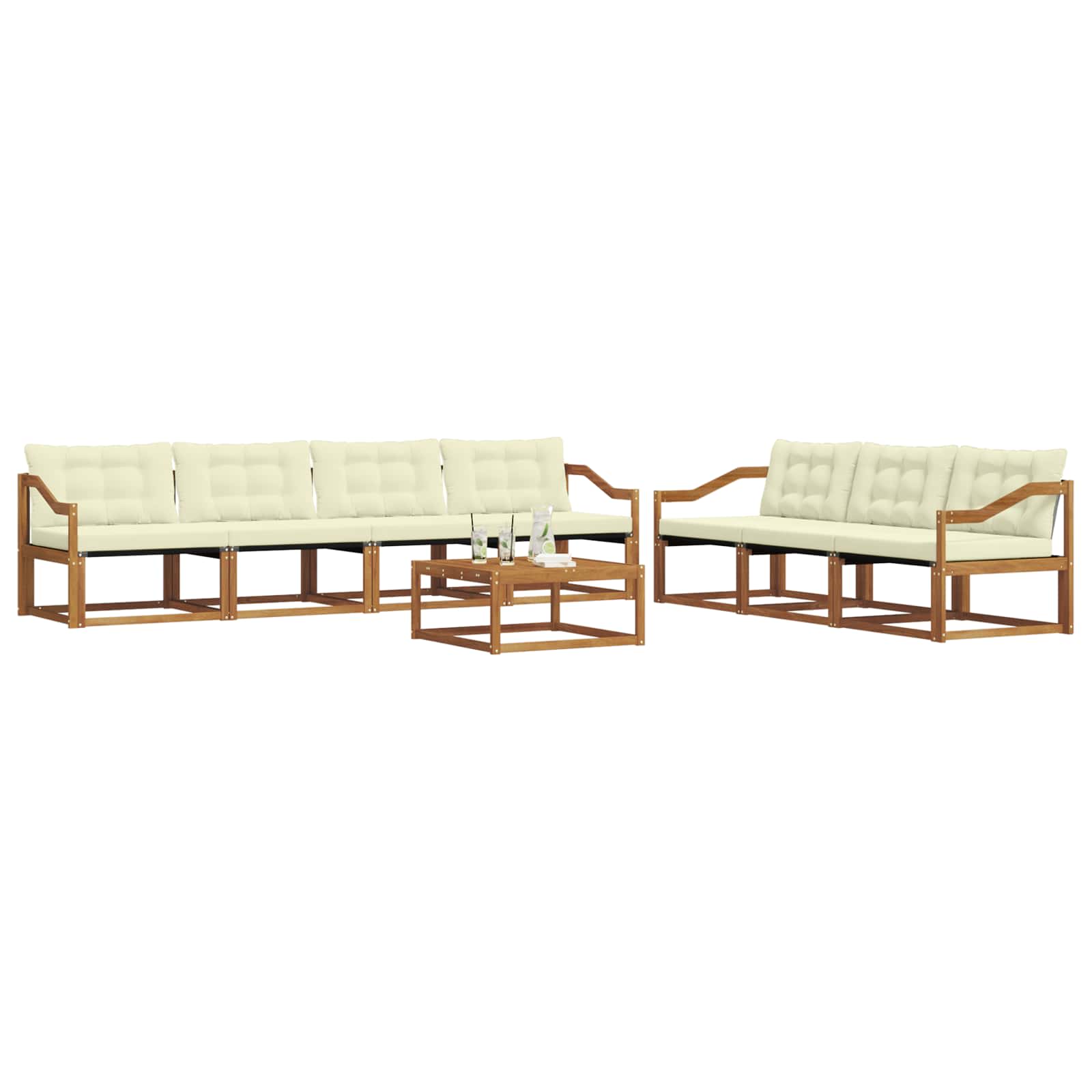 Set di divani da esterno con cuscino 8 pcs Naturale e Crema | homemem39