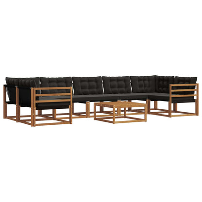 Set di divani da esterno con cuscino 8 pcs Naturale e Nero | homemem39