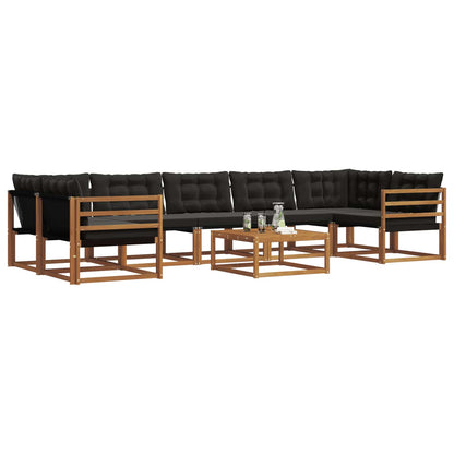 Set di divani da esterno con cuscino 8 pcs Naturale e Nero | homemem39