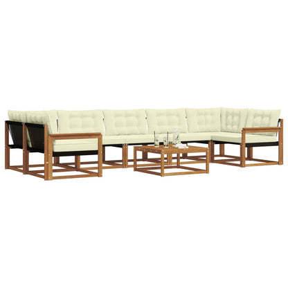 Set di divani da esterno con cuscino 8 pcs Naturale e Crema