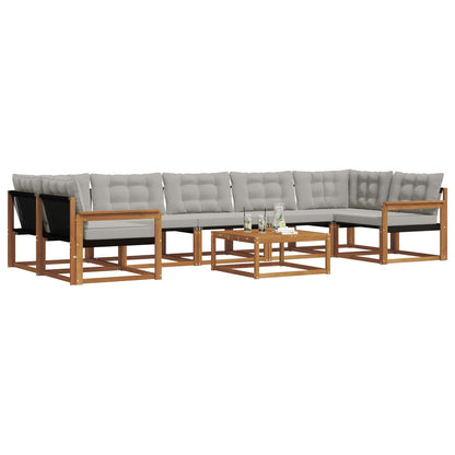 Set di divani da esterno 8 pcs Grigio Naturale e Chiaro | homemem39