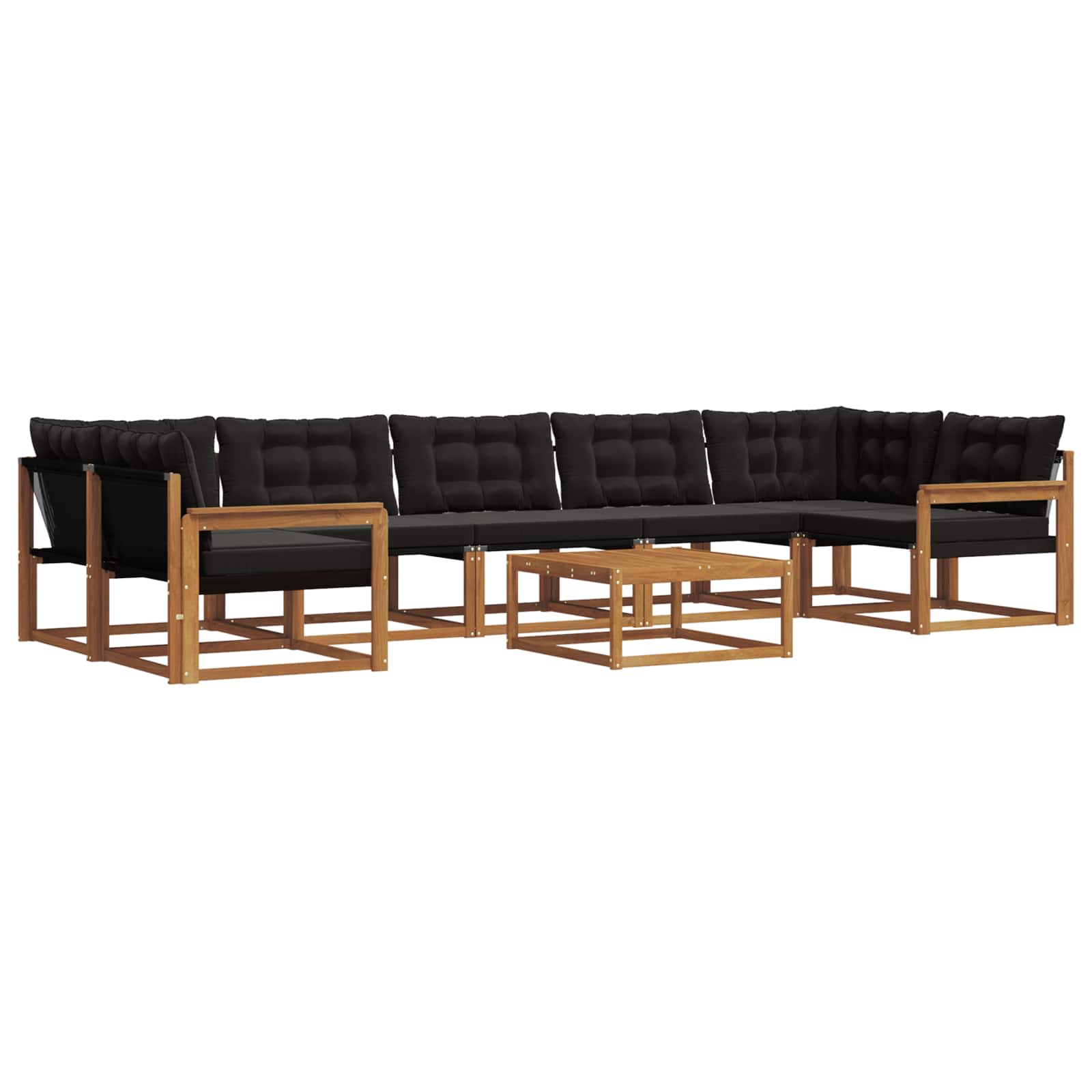 Set di divani da esterno con cuscino 8 pcs Naturale e Nero | homemem39